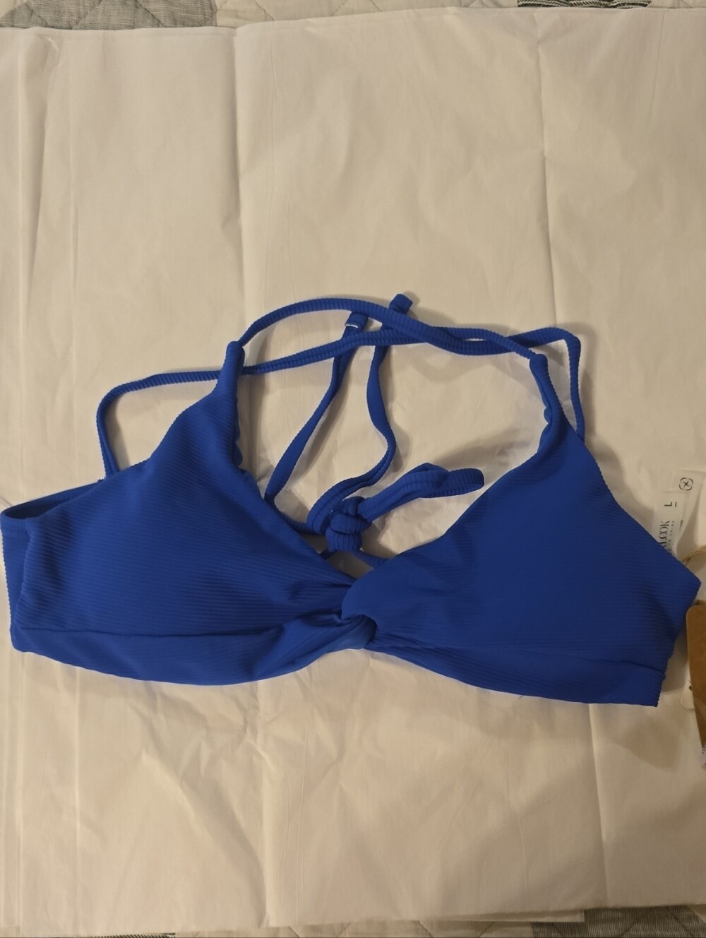 Blue Knot-Front Strappy Bikini Top - Women